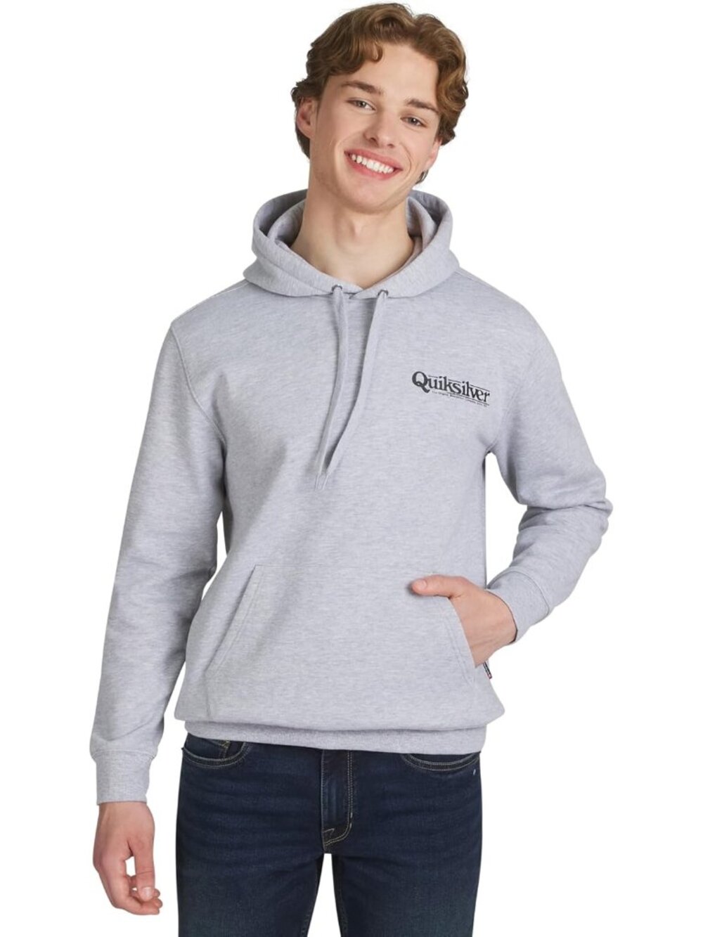 Quiksilver Men's Heather Grey Regular Fit Super Soft Fleece Sweatshirt Hoodies